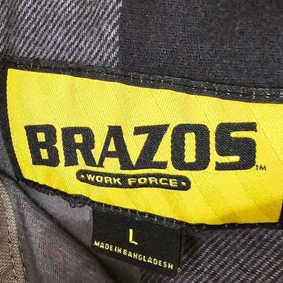 Brazos Work Force Flannel Lined Shirt Jacket Gray Size L - Picture 3 of 5